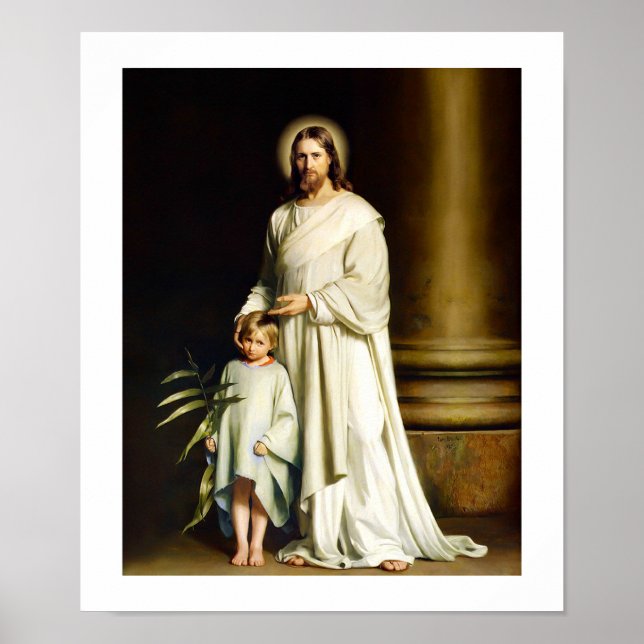 Pintura de "Cristo y niño" de Carl Bloch. Póster (Frente)