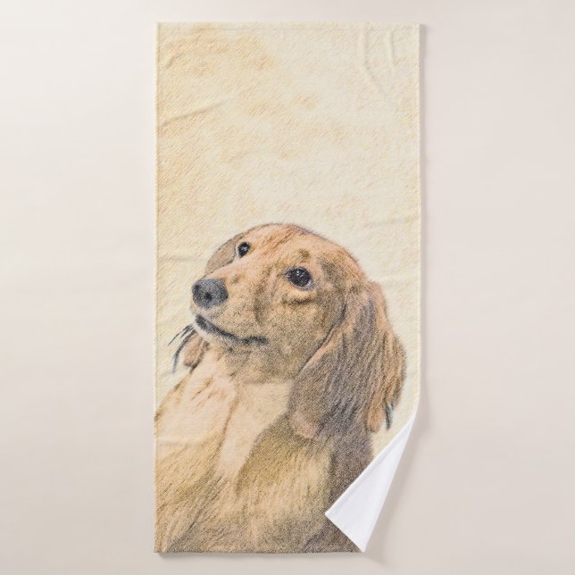 Pintura de Dachshund (de cabello largo) - Arte ori (Toalla de baño)
