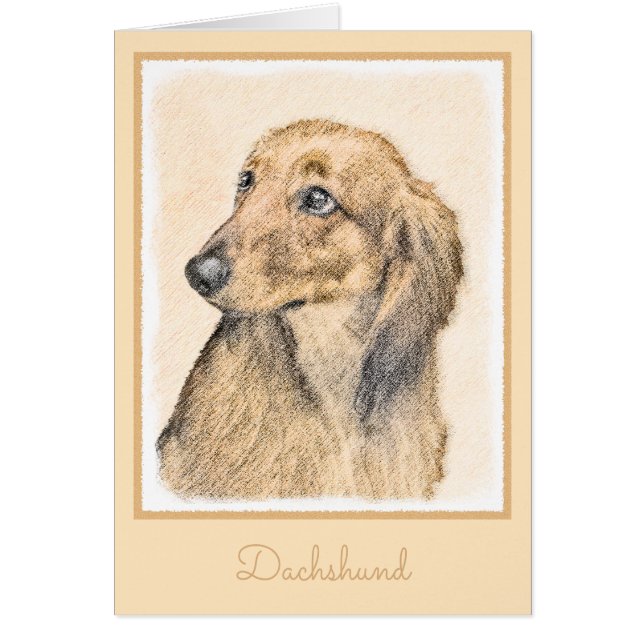 Pintura de Dachshund (de cabello largo) - Arte Per (Frente)