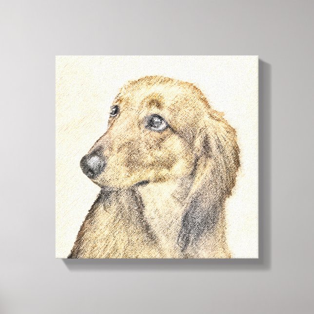 Pintura de Dachshund (de cabello largo) - Arte Per (Anverso)