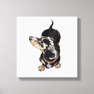 pintura de dachshund en la huella de lienzo estira