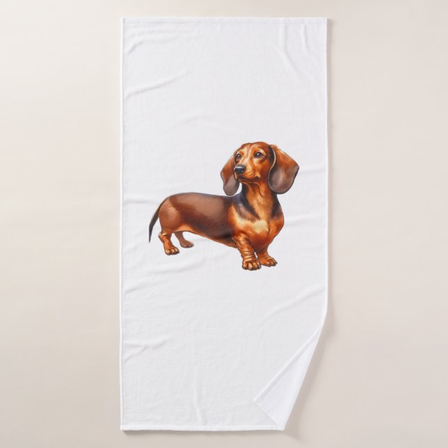 Pintura de Dachshund - Paintin acuarela de perro d (Toalla de baño)