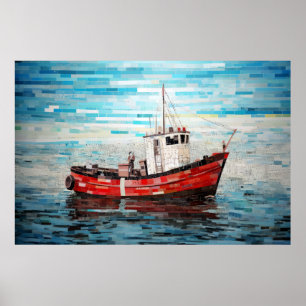 Pintura de decoración de arte marino en barco