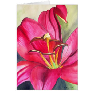 Pintura de flor de acuarela de Red Alert Lily