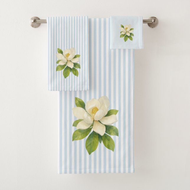 Pintura de Flor de Magnolia con Raya Azul (In situ)