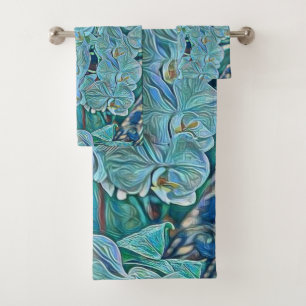 Pintura de flores de orquídea azul púrpura lindo