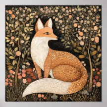 Pintura de Fox Imprimir arte de pared de Woodland