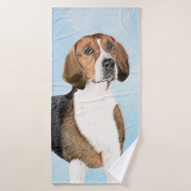 Pintura de Foxhound inglesa - Arte Perro Original  (Toalla de baño)