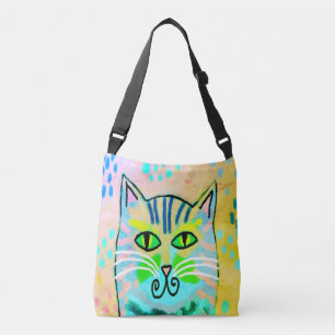 Pintura de gato abstracto original en la bolsa de 