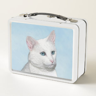 Pintura de gato blanco - Arte de gato original lin