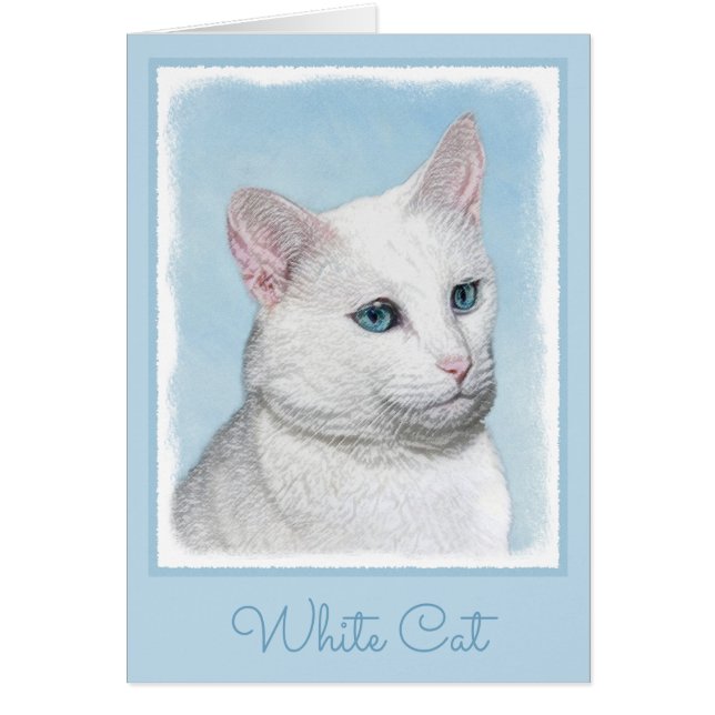 Pintura de gato blanco - Arte de gato original lin (Frente)