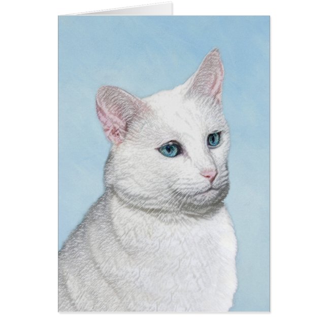 Pintura de gato blanco - Arte de gato original lin (Frente)