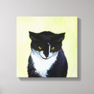 Pintura de gato esmoquin - Arte de gato original l