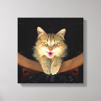 Pintura de gato loco - Arte de gato original lindo