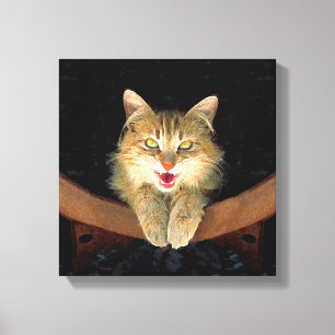 Pintura de gato loco - Arte de gato original lindo