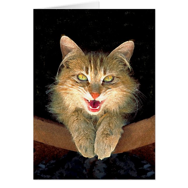 Pintura de gato loco - Arte de gato original lindo (Frente)