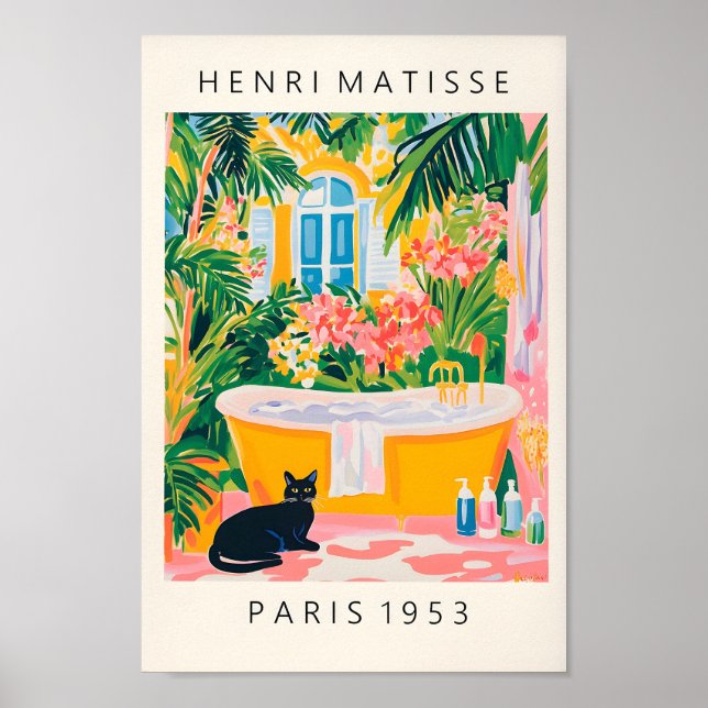 Pintura de gato negro, decoración divertida en el  (Frente)