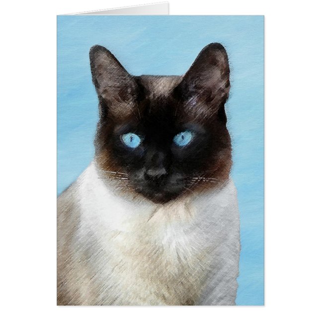 Pintura de gatos siamesa - Arte de gatos original  (Frente)
