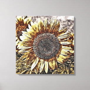 Pintura de girasol vintage #4 - Lienzo envuelto