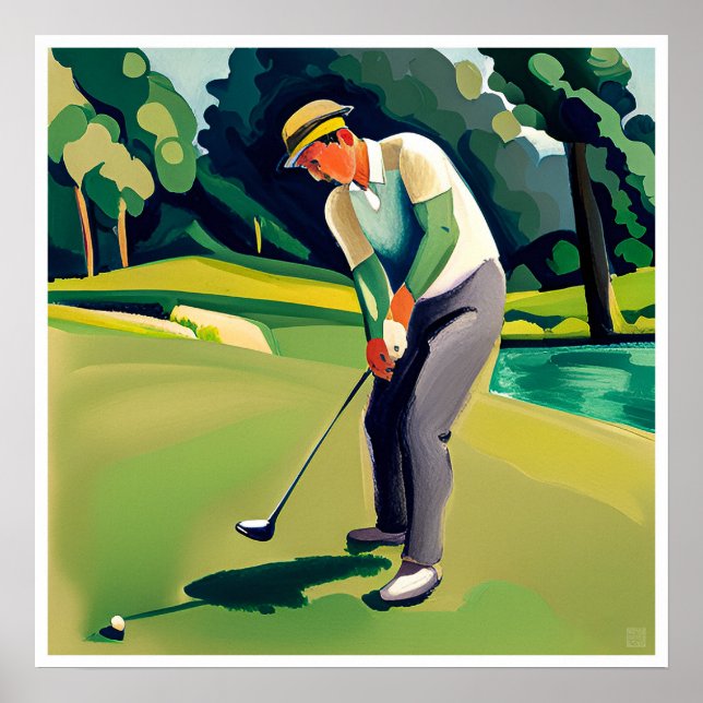 Pintura de Golfer - Impresión artística (Frente)