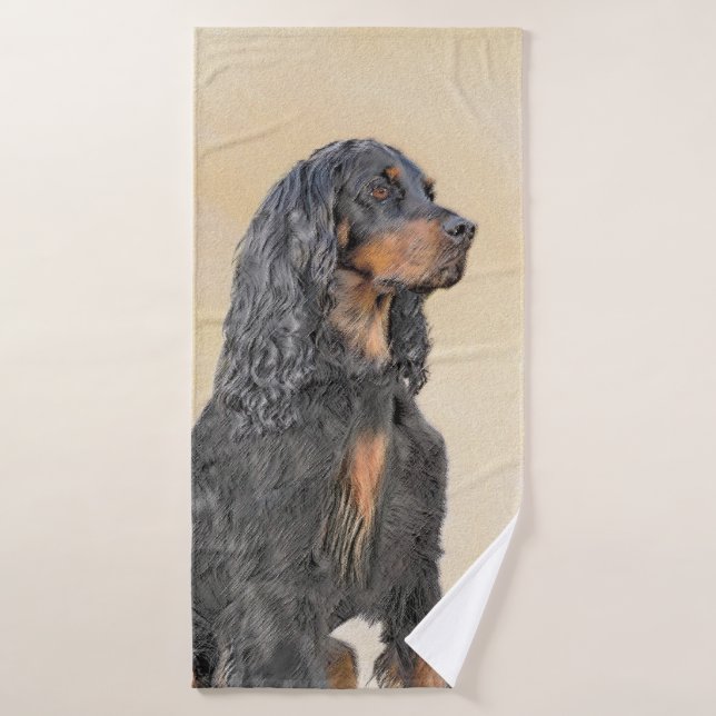 Pintura de Gordon Setter - Arte de Perro Original. (Toalla de baño)