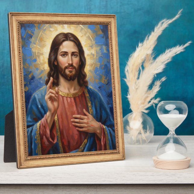 Pintura de Jesús con marco dorado Impasto (Lado)