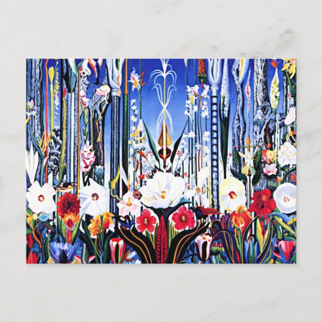 Pintura de Joseph Stella, postales de flores de It (Anverso)