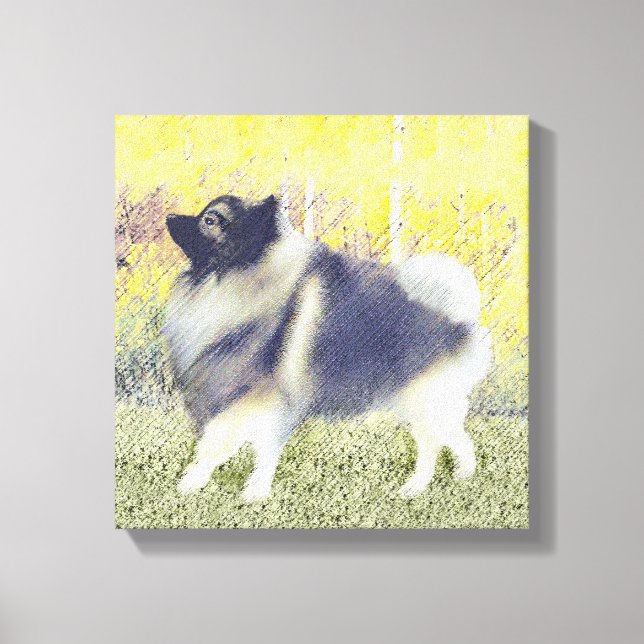 Pintura de Keeshond Aspen - Arte Perro Original Cu (Anverso)