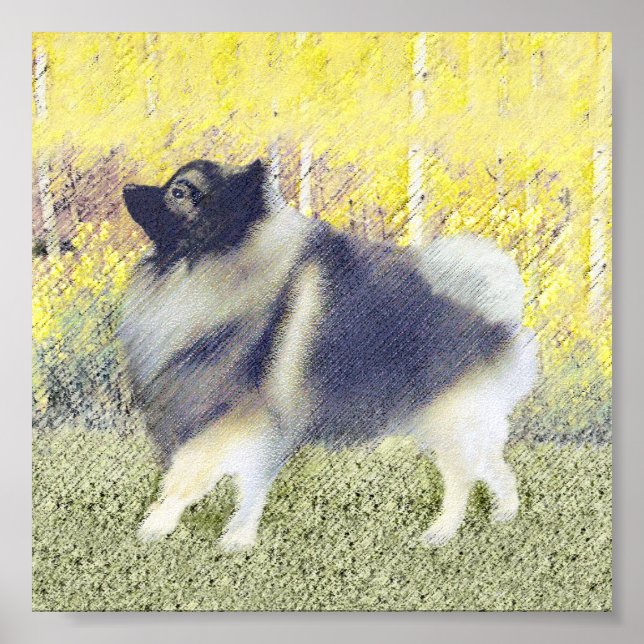 Pintura de Keeshond Aspen - Arte Perro Original Cu (Frente)
