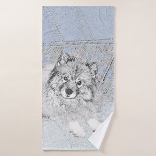 Pintura de Keeshond Beth - Arte de Perro Original. (Toalla de baño)