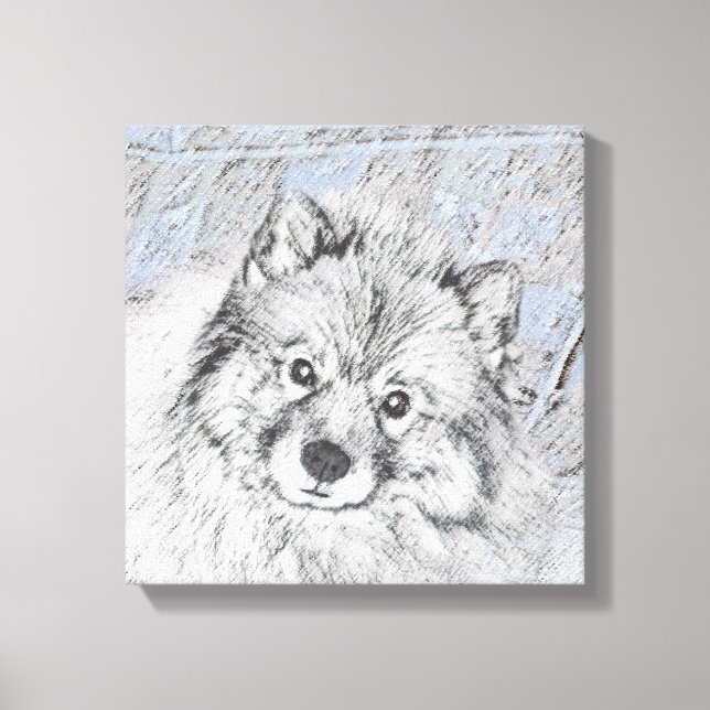 Pintura de Keeshond Beth - Arte de Perro Original. (Anverso)