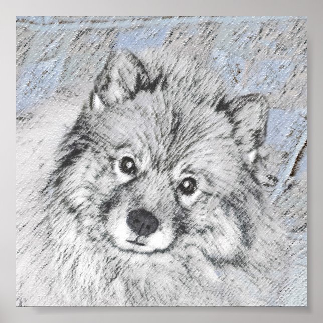 Pintura de Keeshond Beth - Arte de Perro Original. (Frente)