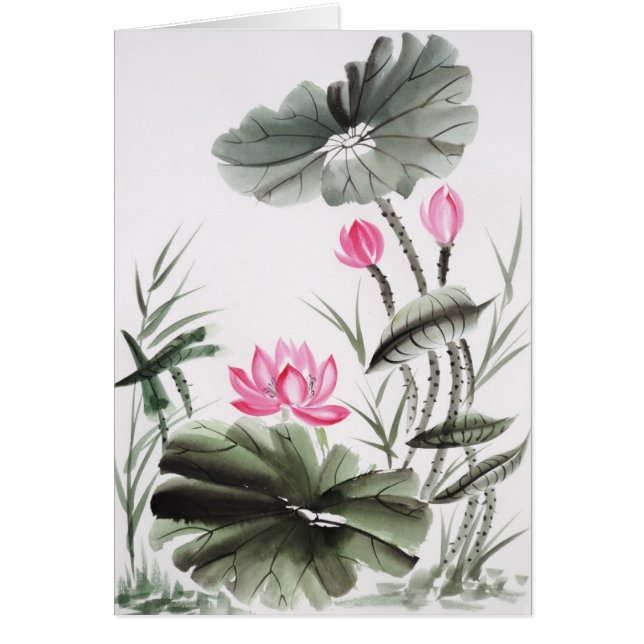 Pintura de la acuarela de la flor de Lotus (Frente)