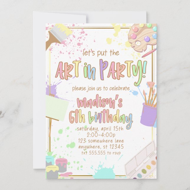 Pintura de la invitación a la fiesta infantil Fies (Anverso)