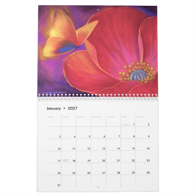 Pintura de la mariposa de 2011 calendarios (Jan 2027)