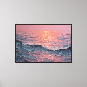 Pintura de la ola del océano al atardecer – Arte a