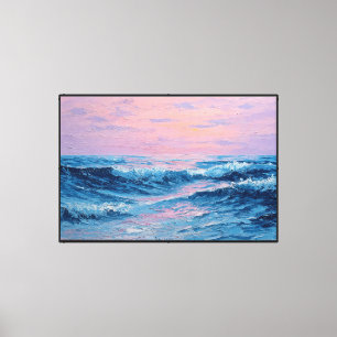 Pintura de la ola del océano al atardecer – Arte a