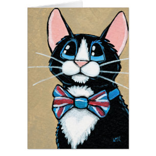 Pintura de la pajarita del gato BRITÁNICO