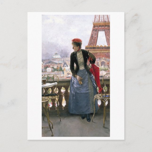 Pintura de la postal de la Torre Eiffel (Anverso)