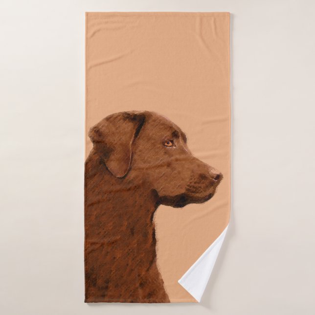 Pintura de Labrador Recuperador (Chocolate) - Arte (Toalla de baño)