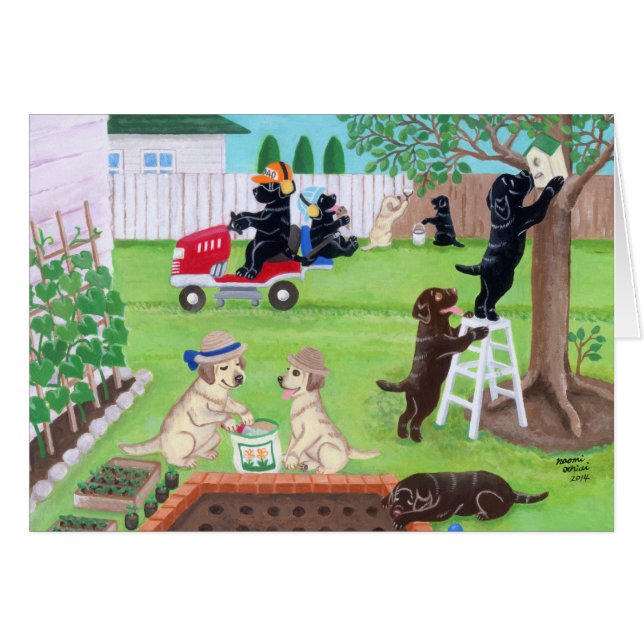 Pintura de Labradors de la diversión de domingo (Anverso (Horizontal))