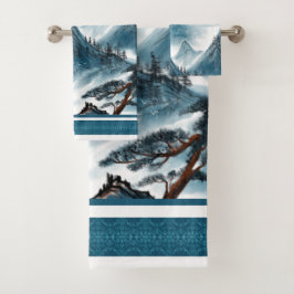 Pintura de las Montañas Chinoiserie Blue Classic