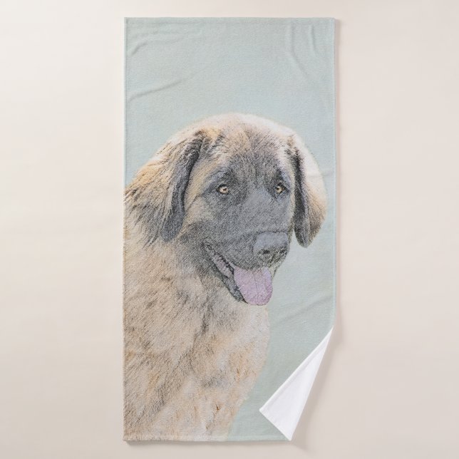 Pintura de Leonberger - Arte de Perro Original. (Toalla de baño)