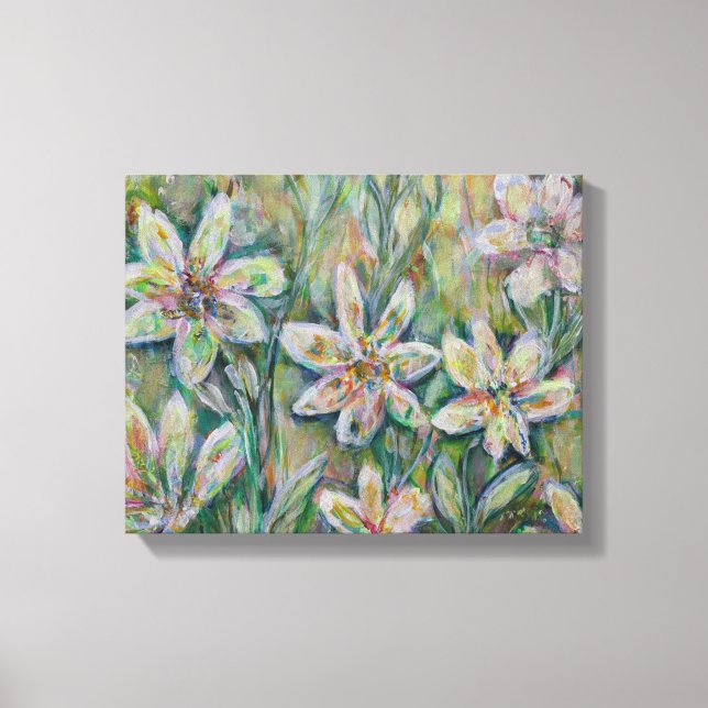 Pintura de lienzo floral abstracta de 14" x 11" (Anverso)