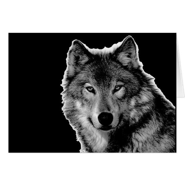 Pintura de Lobo Blanco y Negro (Anverso (Horizontal))