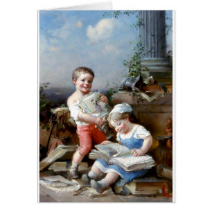Pintura de los libros de lectura del muchacho y