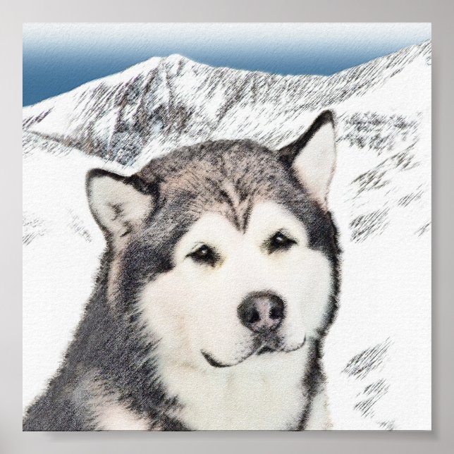 Pintura de Malamute de Alaska - Arte de Perro Orig (Frente)