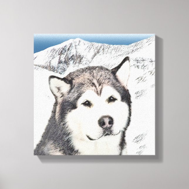 Pintura de Malamute de Alaska - Arte de Perro Orig (Anverso)