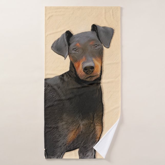 Pintura de Manchester Terrier Arte Animal Original (Toalla de baño)