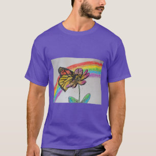 Pintura de mariposa monarca arco iris con camiseta